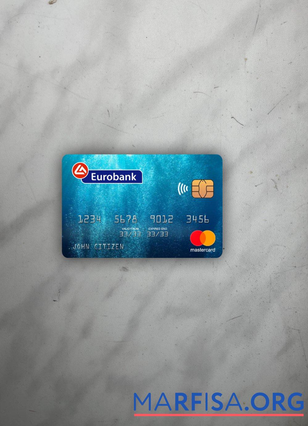 Blank Greece Eurobank ergasias mastercard photolook front download for verification